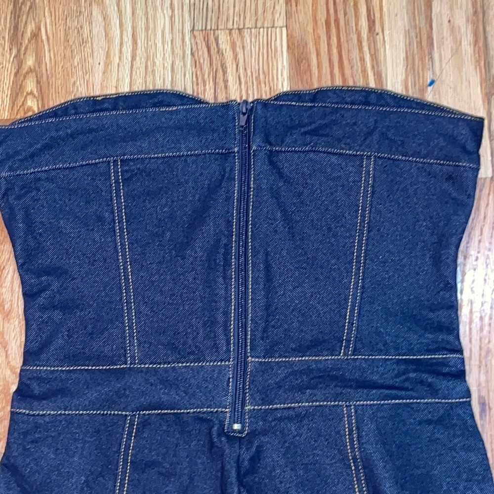 NEW Like An Angel Stretchy Strapless High Waisted Knit Denim  Fit Romper M - Picture 12 of 17